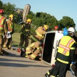 Training on how to access a vehicle on its side.